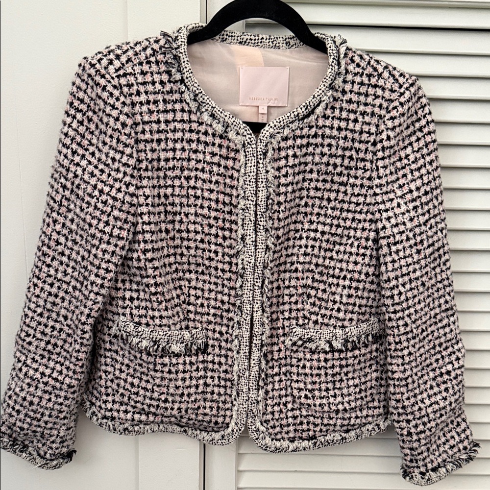 Rebecca Taylor/Pink and Black Tweed Blazer